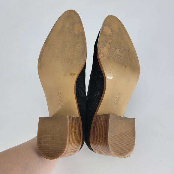 1.State Iddah Perforated Cutaway Bootie Block Heel Black Size 9M Edgy Western - Picture 6 of 9